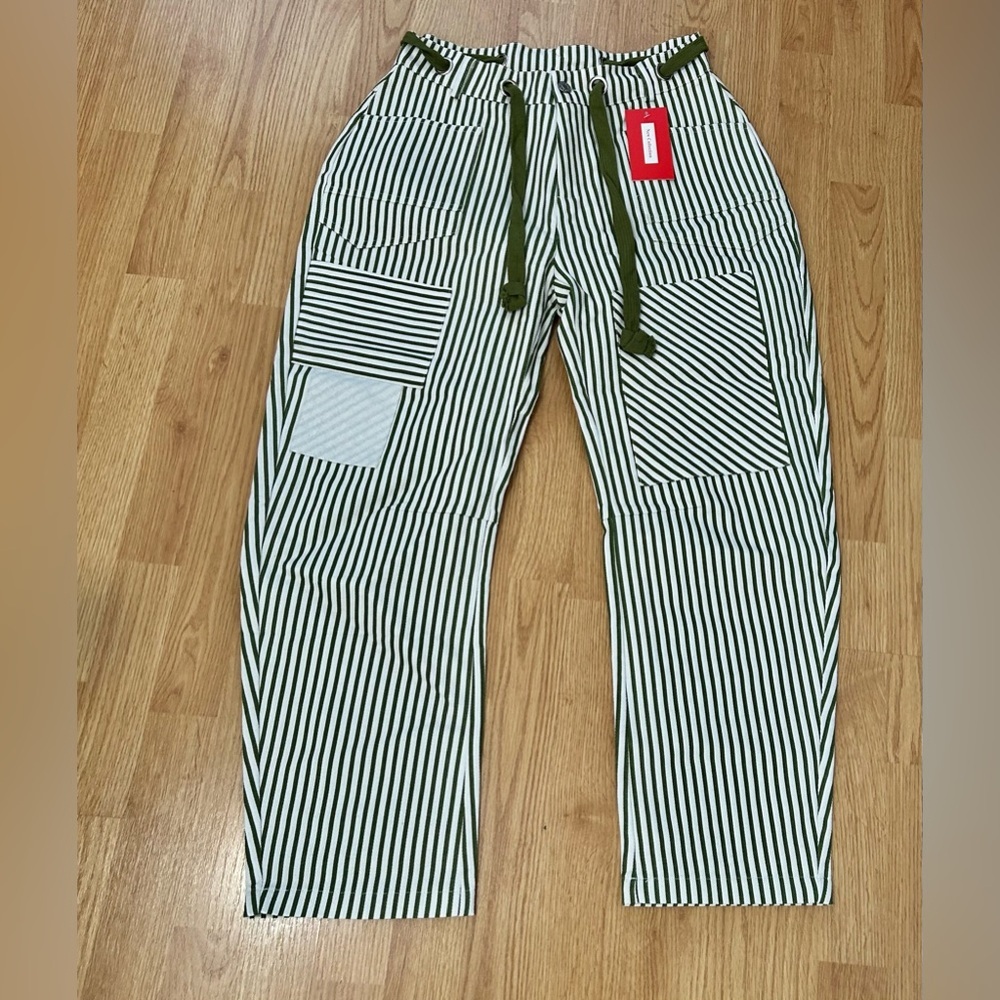 New pants woman size medium green/white